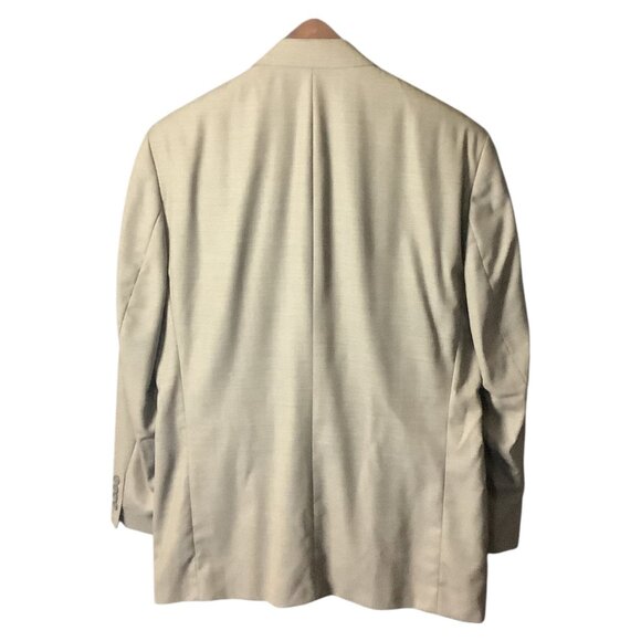 Kasper Men's Khaki Tan Wool Suit Jacket & Pants 2-Piece Set 46L Pure Virgin Wool - Picture 3 of 16